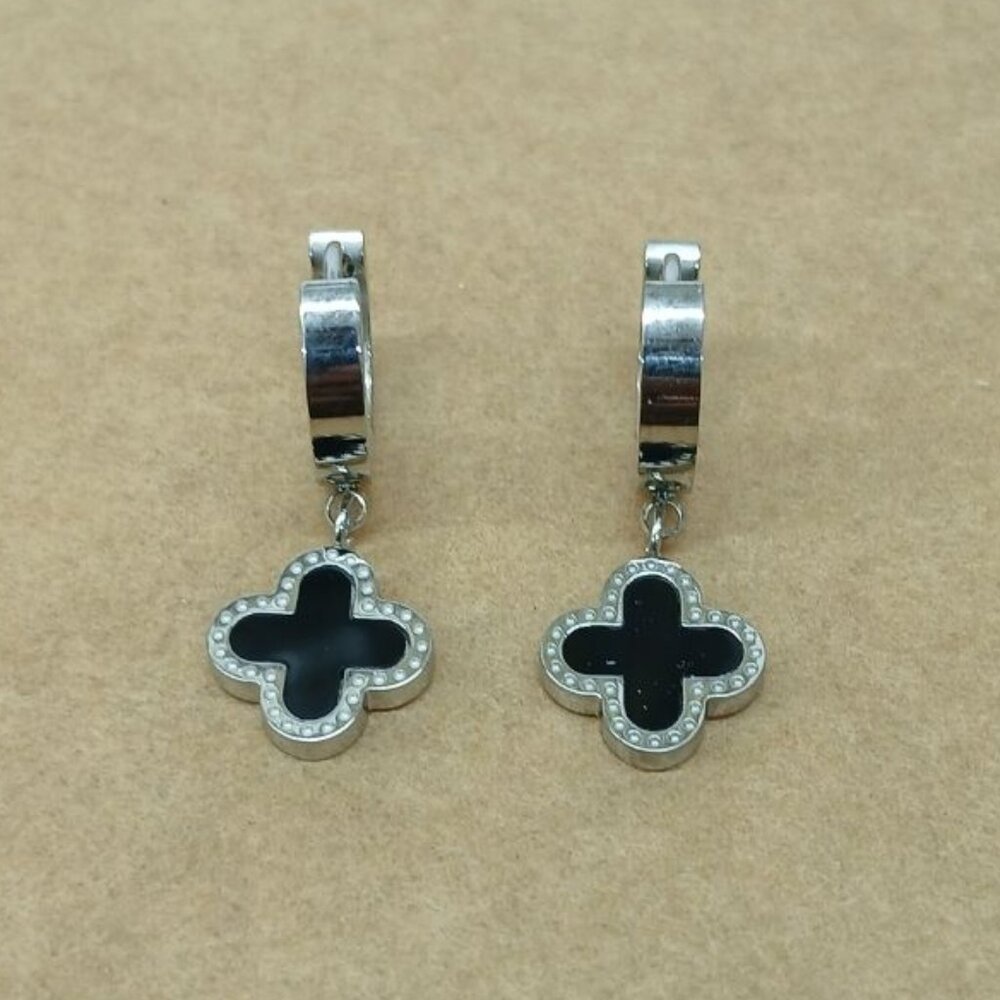 Stainless steel earrings , New with tags , Silver & Black